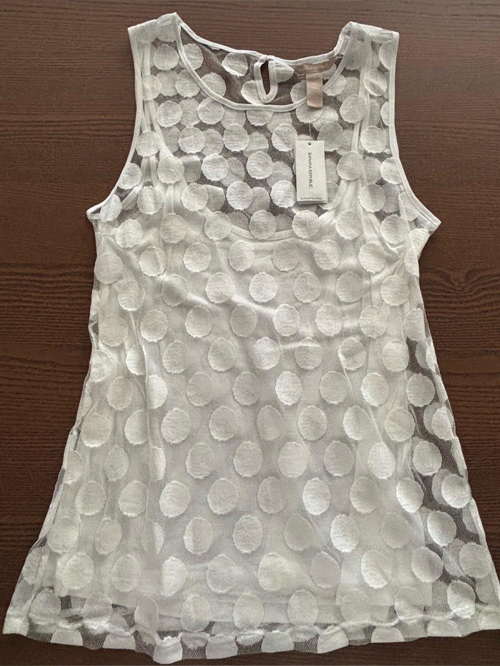 Banana republic sheer mesh tank with a built in white tank size large NWT